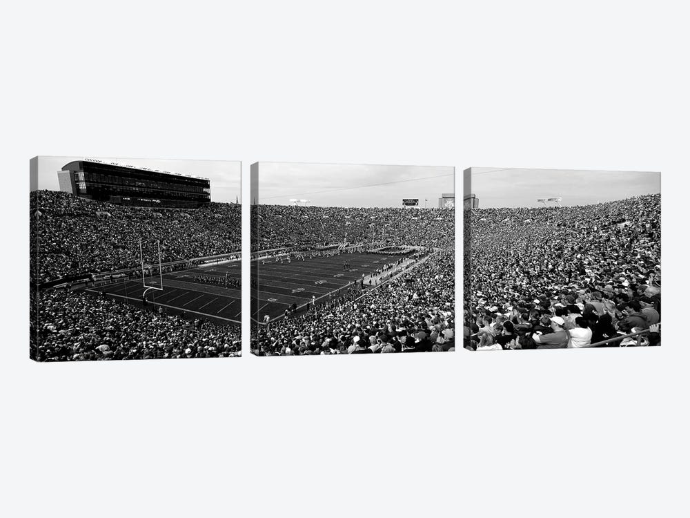 High-Angle View Of A Football Stadium Full Of Spectators, Notre Dame Stadium, South Bend, Indiana, USA by Panoramic Images 3-piece Canvas Art Print