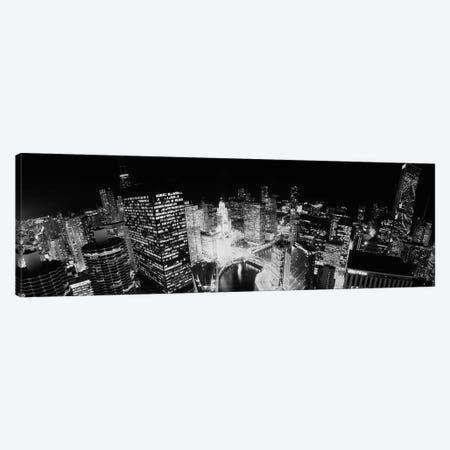 High-Angle View Of Chicago At Night Canvas Print #PIM15150} by Panoramic Images Canvas Wall Art