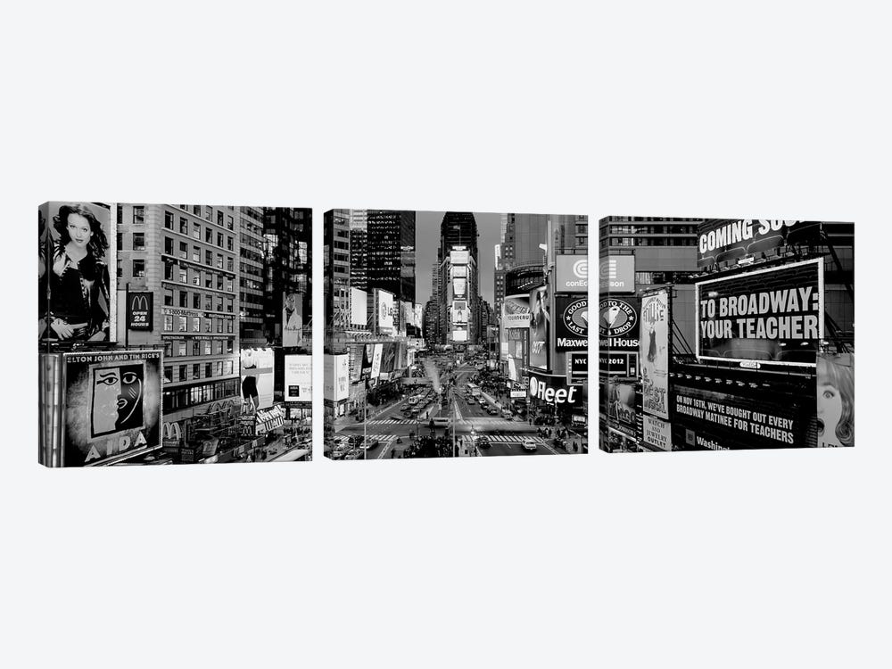 High-Angle View Of Traffic On A Road, Times Square, Manhattan, New York City, New York State, USA by Panoramic Images 3-piece Canvas Wall Art