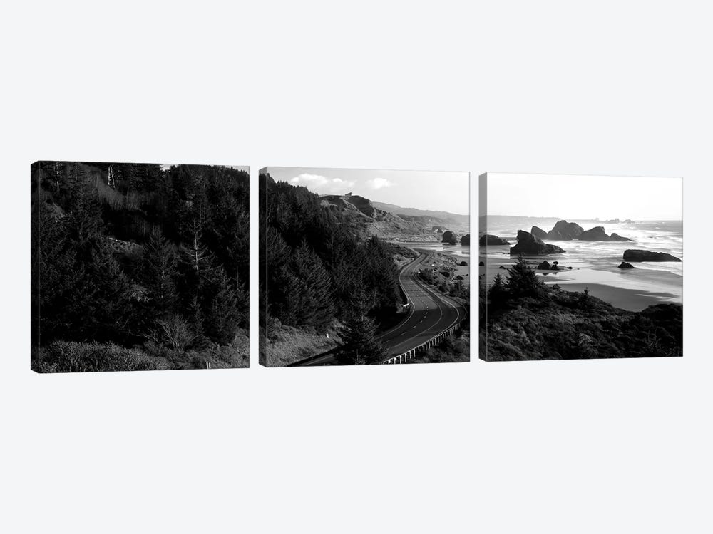 Highway Along A Coast, Highway 101, Pacific Coastline, Oregon, USA by Panoramic Images 3-piece Canvas Artwork