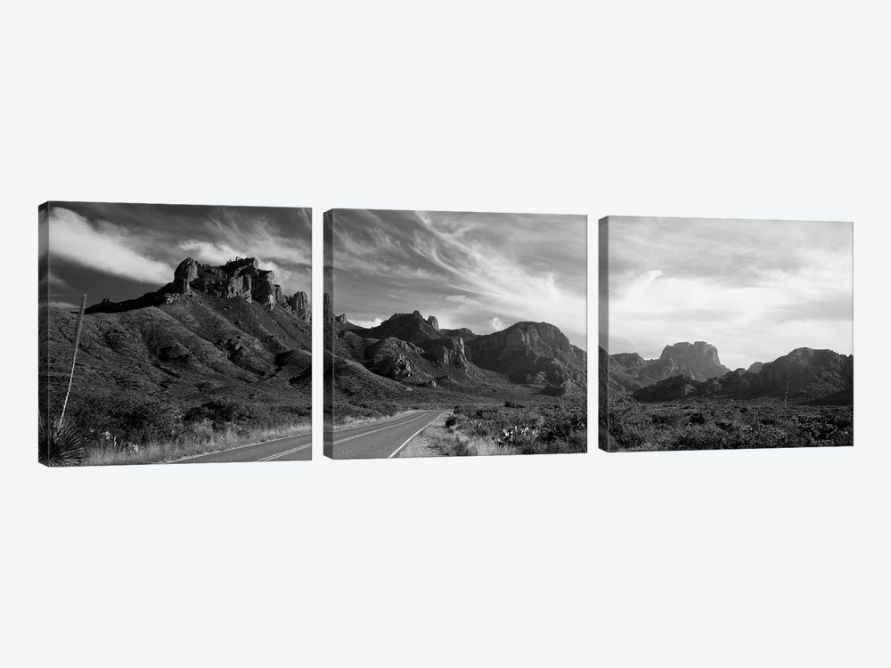 Highway Passing Through A Landscape, Big Bend National Park, Texas, USA by Panoramic Images 3-piece Canvas Art Print