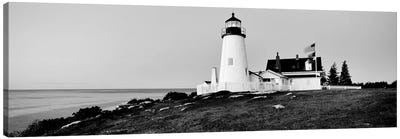 Lighthouse At A Coast, Pemaquid Point Lighthouse, Bristol, Lincoln County, Maine, USA Canvas Art Print - Maine Art