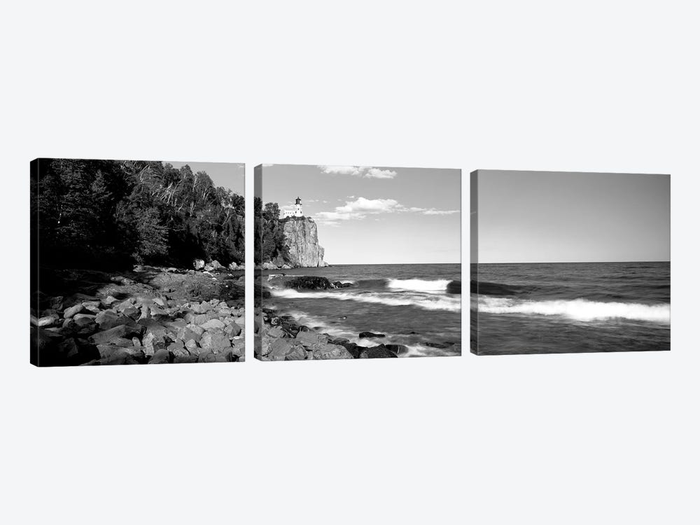 Lighthouse On A Cliff, Split Rock Lighthouse, Lake Superior, Minnesota, USA by Panoramic Images 3-piece Canvas Art Print