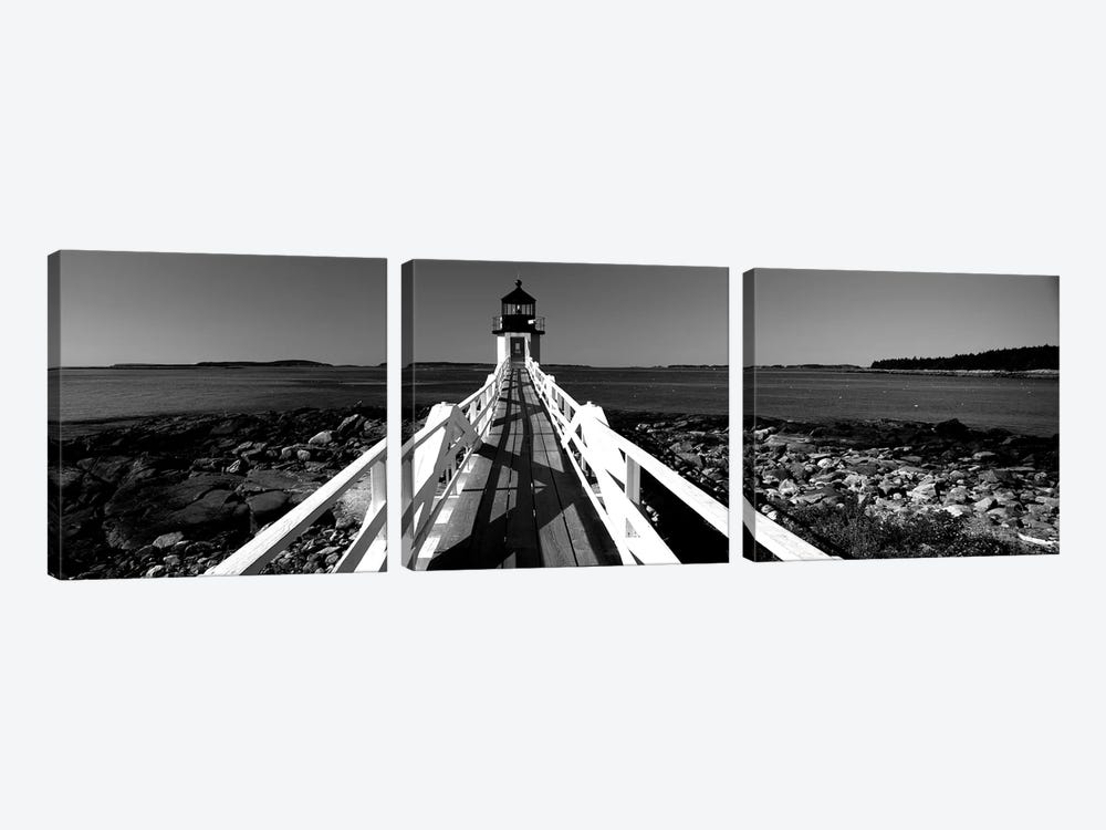 Lighthouse On The Coast, Marshall Point Lighthouse, Built 1832, Rebuilt 1858, Port Clyde, Maine, USA 3-piece Canvas Art Print