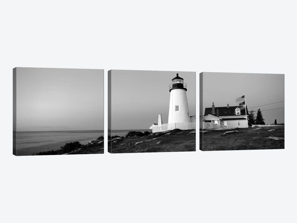 Lighthouse On The Coast, Pemaquid Point Lighthouse Built 1827, Bristol, Lincoln County, Maine, USA by Panoramic Images 3-piece Canvas Art