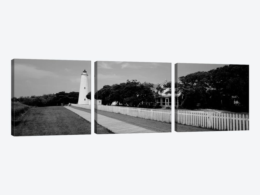 Low-Angle View Of A Lighthouse, Ocracoke Lighthouse, Ocracoke Island, North Carolina, USA by Panoramic Images 3-piece Canvas Artwork