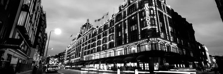 Low-Angle View Of Buildings Lit Up At Night, Harrods, London, England