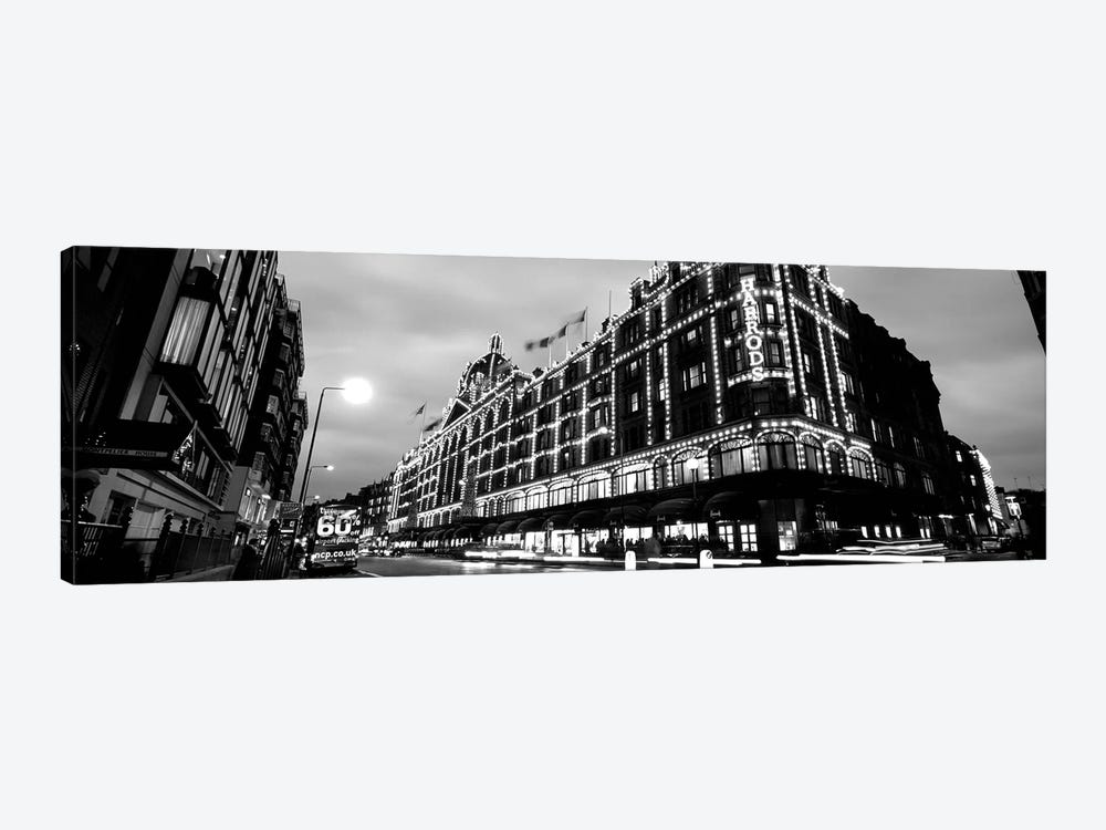 Low-Angle View Of Buildings Lit Up At Night, Harrods, London, England 1-piece Canvas Artwork