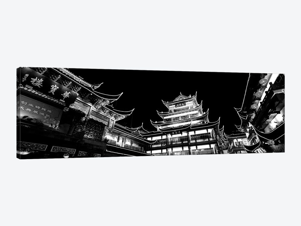 Low-Angle View Of Buildings Lit Up At Night, Old Town, Shanghai, China 1-piece Canvas Print