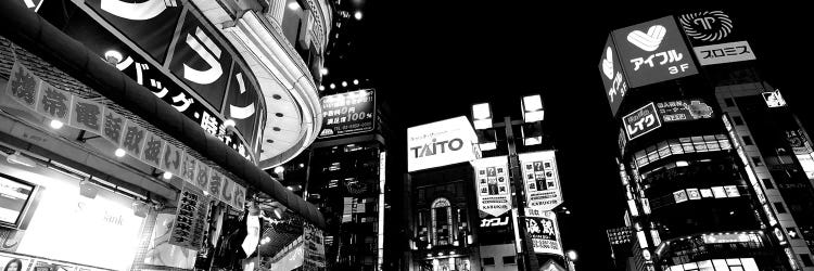 Low-Angle View Of Buildings Lit Up At Night, Shinjuku Ward, Tokyo Prefecture, Kanto Region, Japan