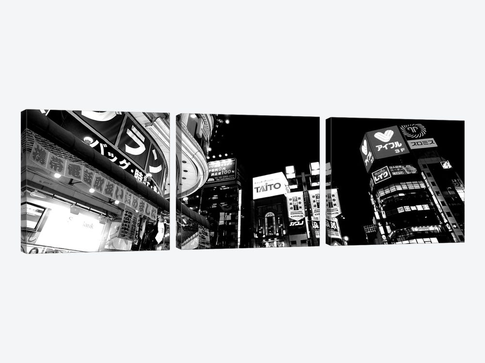 Low-Angle View Of Buildings Lit Up At Night, Shinjuku Ward, Tokyo Prefecture, Kanto Region, Japan by Panoramic Images 3-piece Art Print