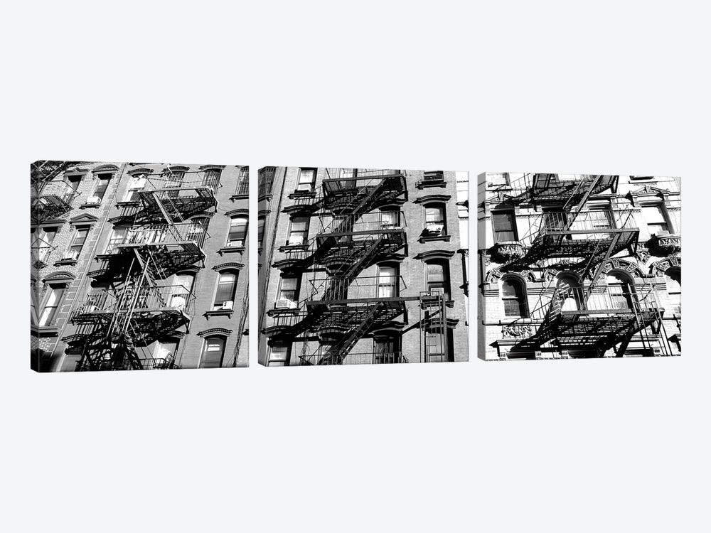 Low-Angle View Of Fire Escapes On Buildings, Little Italy, Manhattan, New York City, New York State, USA by Panoramic Images 3-piece Canvas Art Print