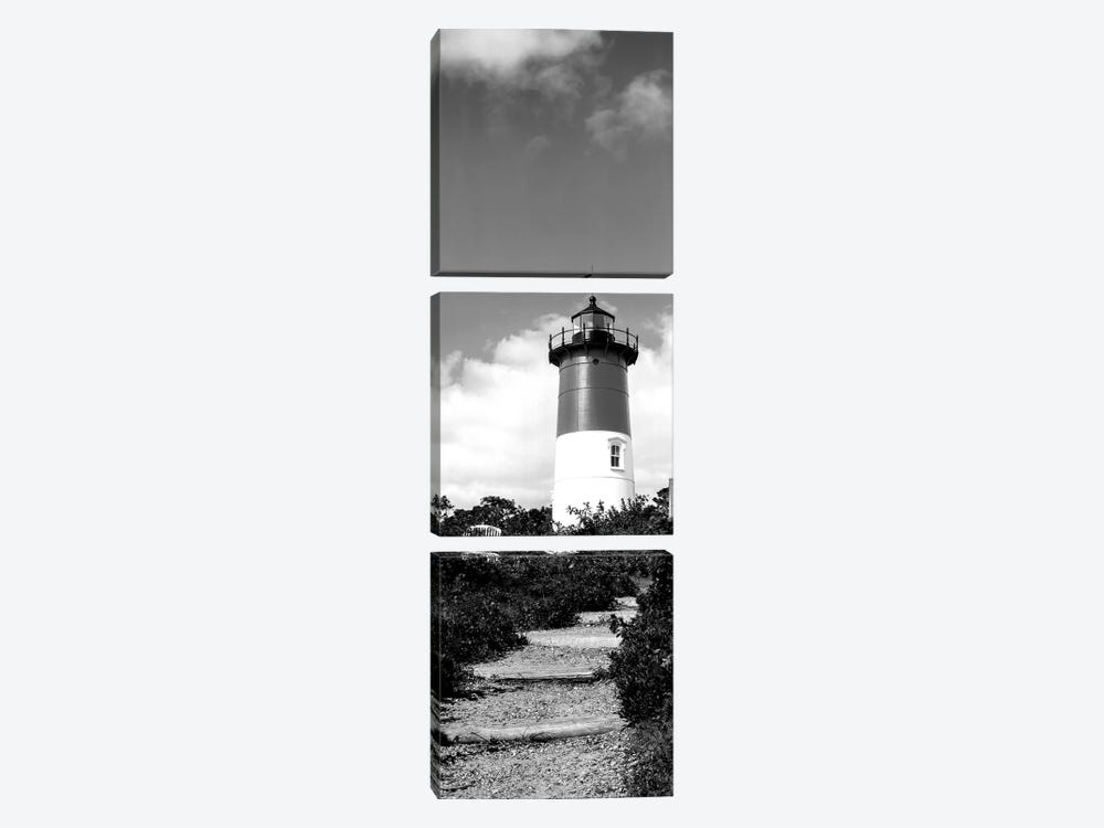 Low-Angle View Of Nauset Lighthouse, Nauset Beach, Eastham, Cape Cod, Barnstable County, Massachusetts, USA by Panoramic Images 3-piece Canvas Print