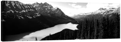 Mountain Range At The Lakeside, Banff National Park, Alberta, Canada Canvas Art Print