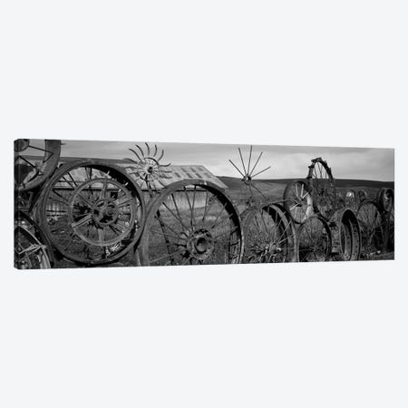 Old Barn With A Fence Made Of Wheels, Palouse, Whitman County, Washington State, USA Canvas Print #PIM15198} by Panoramic Images Canvas Art