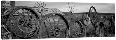 Old Barn With A Fence Made Of Wheels, Palouse, Whitman County, Washington State, USA Canvas Art Print - Washington Art