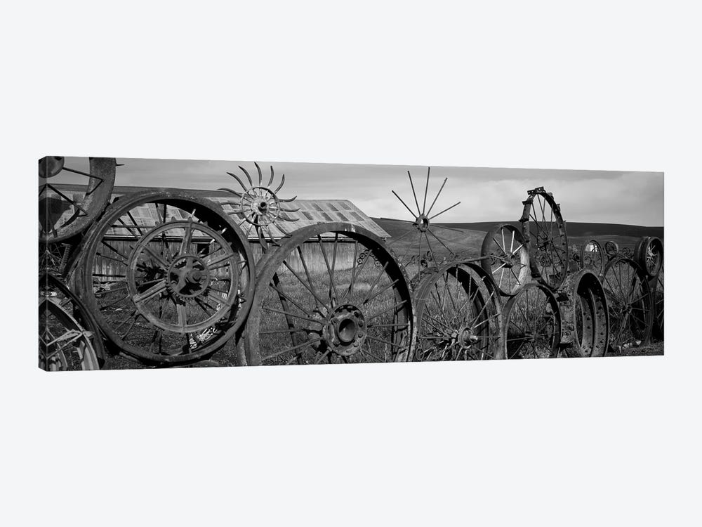 Old Barn With A Fence Made Of Wheels, Palouse, Whitman County, Washington State, USA by Panoramic Images 1-piece Canvas Artwork