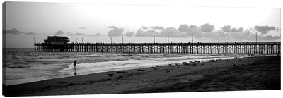 Pier In An Ocean, Newport Pier, Newport Beach, Orange County, California, USA Canvas Art Print - Nautical Scenic Photography