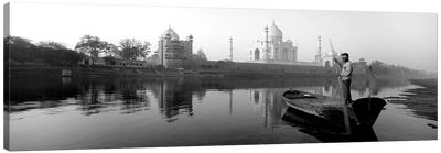 Reflection Of A Mausoleum In A River, Taj Mahal, Yamuna River, Agra, Uttar Pradesh, India Canvas Art Print