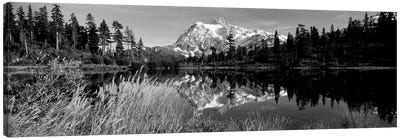 Reflection Of Mountains In A Lake, Mt. Shuksan, Picture Lake, North Cascades National Park, Washington State, USA Canvas Art Print - Washington Art