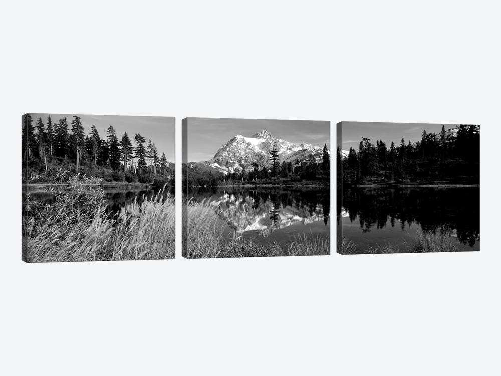 Reflection Of Mountains In A Lake, Mt. Shuksan, Picture Lake, North Cascades National Park, Washington State, USA by Panoramic Images 3-piece Art Print