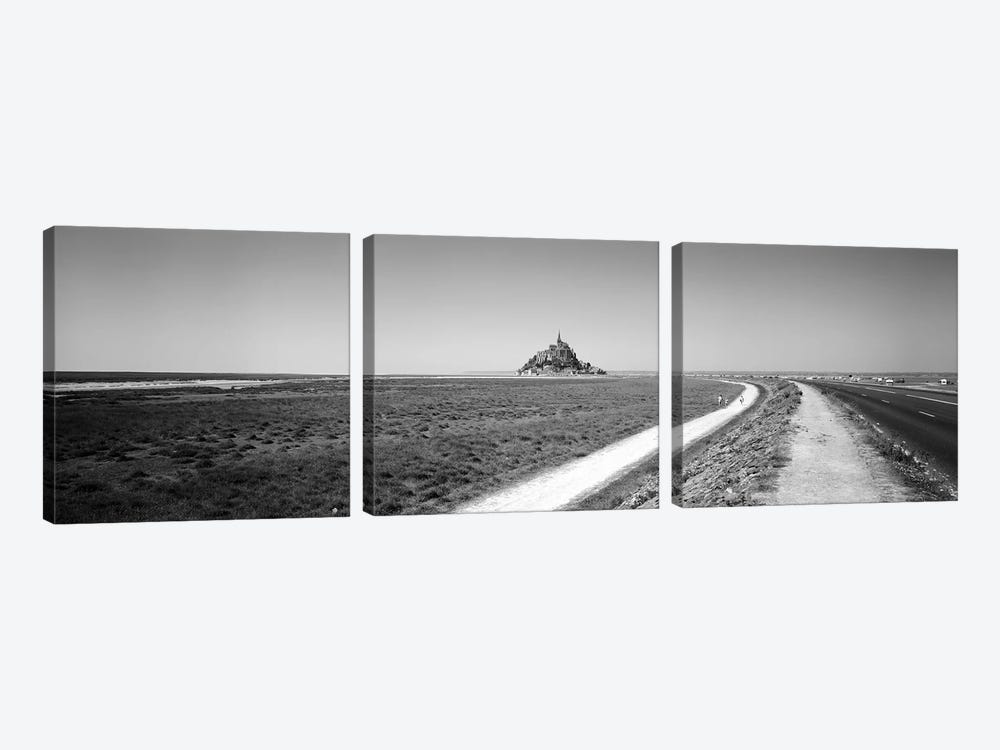 Road Passing Through A Landscape, Mont Saint-Michel, Normandy, France by Panoramic Images 3-piece Canvas Wall Art
