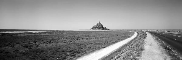 Road Passing Through A Landscape, Mont Saint-Michel, Normandy, France