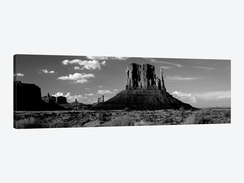Rock Formations On A Landscape, The Mittens, Monument Valley Tribal Park, Monument Valley, Utah, USA by Panoramic Images 1-piece Canvas Artwork