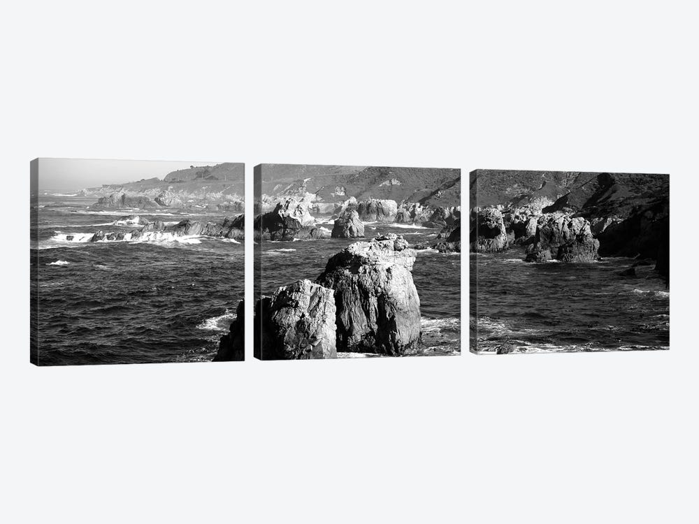 Rock Formations On The Beach, Big Sur, Garrapata State Beach, Monterey Coast, California, USA by Panoramic Images 3-piece Canvas Art Print