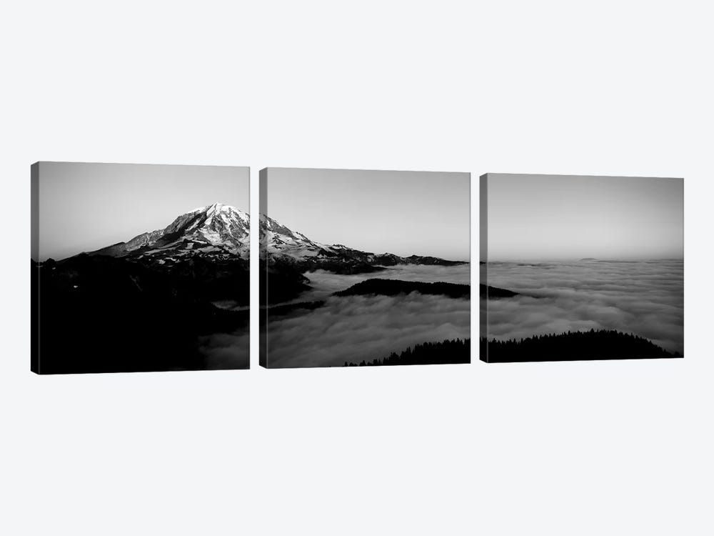 Sea Of Clouds With Mountains In The Background, Mt. Rainier, Pierce County, Washington State, USA by Panoramic Images 3-piece Canvas Art