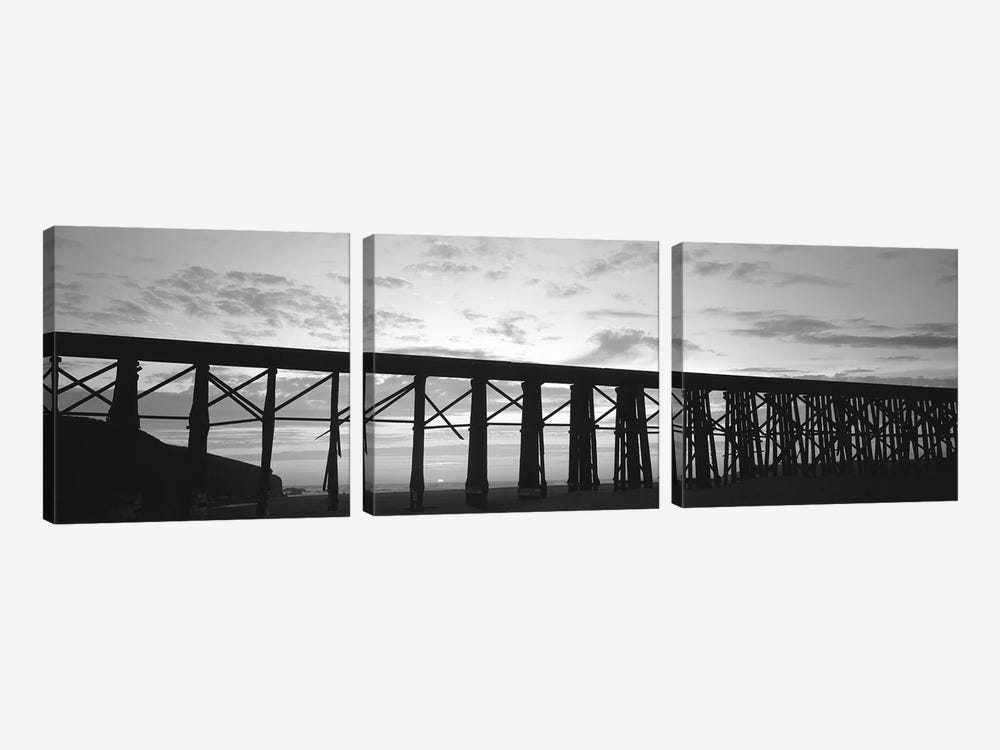 Silhouette Of A Railway Bridge, Fort Bragg, California, USA by Panoramic Images 3-piece Canvas Wall Art
