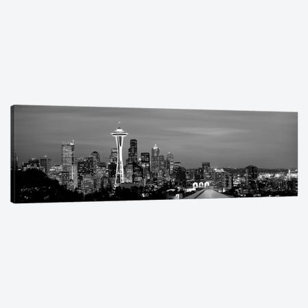 Skyscrapers In A City Lit Up At Night, Space Needle, Seattle, King County, Washington State, USA Canvas Print #PIM15229} by Panoramic Images Canvas Art