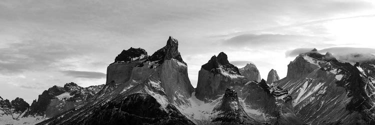 Snowcapped Mountain Range, Paine Massif, Torres Del Paine National Park, Magallanes Region, Patagonia, Chile