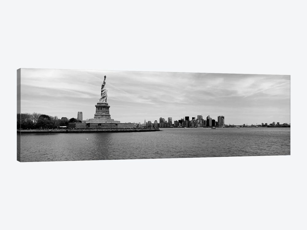 Statue Of Liberty With Manhattan Skyline In The Background, Ellis Island, New York City, New York State, USA by Panoramic Images 1-piece Canvas Print