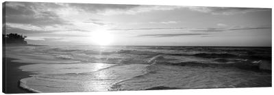 Sunset Over The Sea Canvas Art Print - Black & White Photography