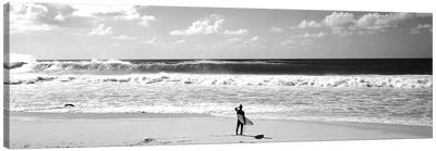 Surfer Standing On The Beach, North Shore, Oahu, Hawaii, USA Canvas Art Print - Oahu