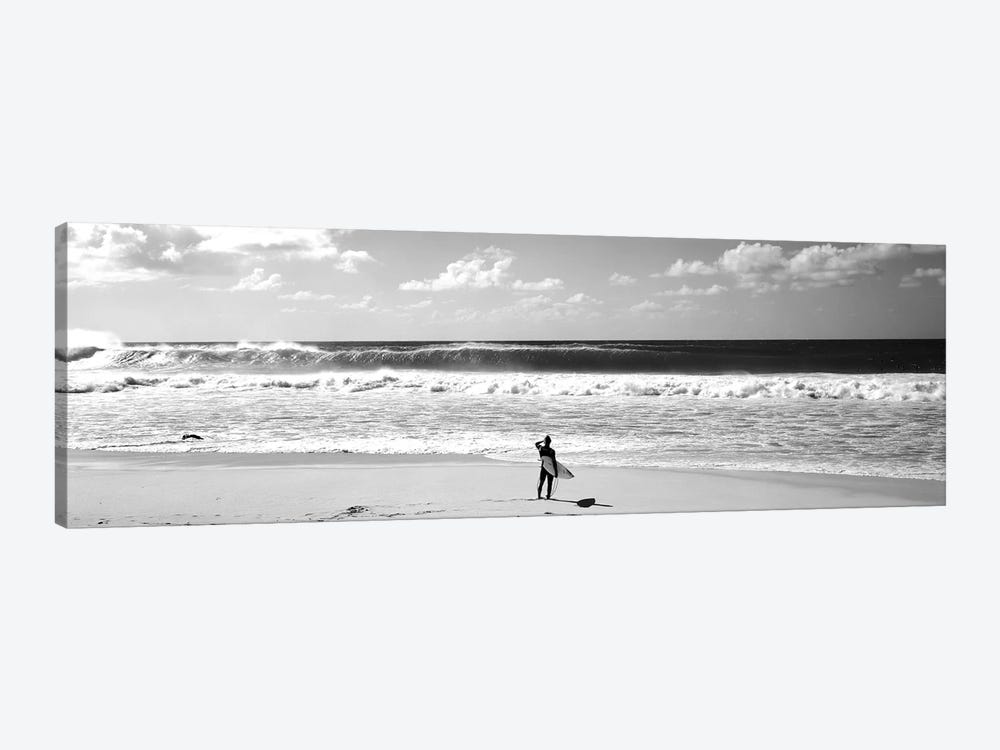 Surfer Standing On The Beach, North Shore, Oahu, Hawaii, USA by Panoramic Images 1-piece Canvas Art