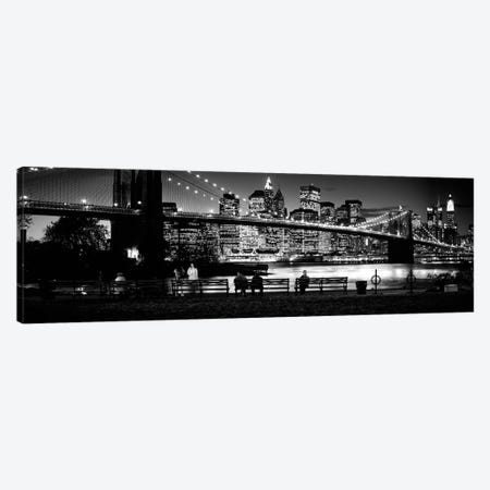 Suspension Bridge Lit Up At Dusk, Brooklyn Bridge, East River, Manhattan, New York City, New York State, USA Canvas Print #PIM15244} by Panoramic Images Canvas Print