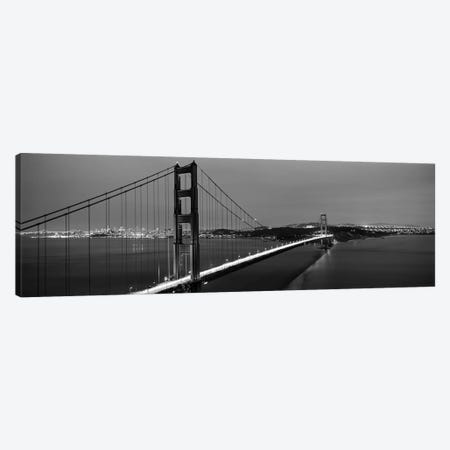 Suspension Bridge Lit Up At Dusk, Golden Gate Bridge, San Francisco, California, USA Canvas Print #PIM15245} by Panoramic Images Canvas Print