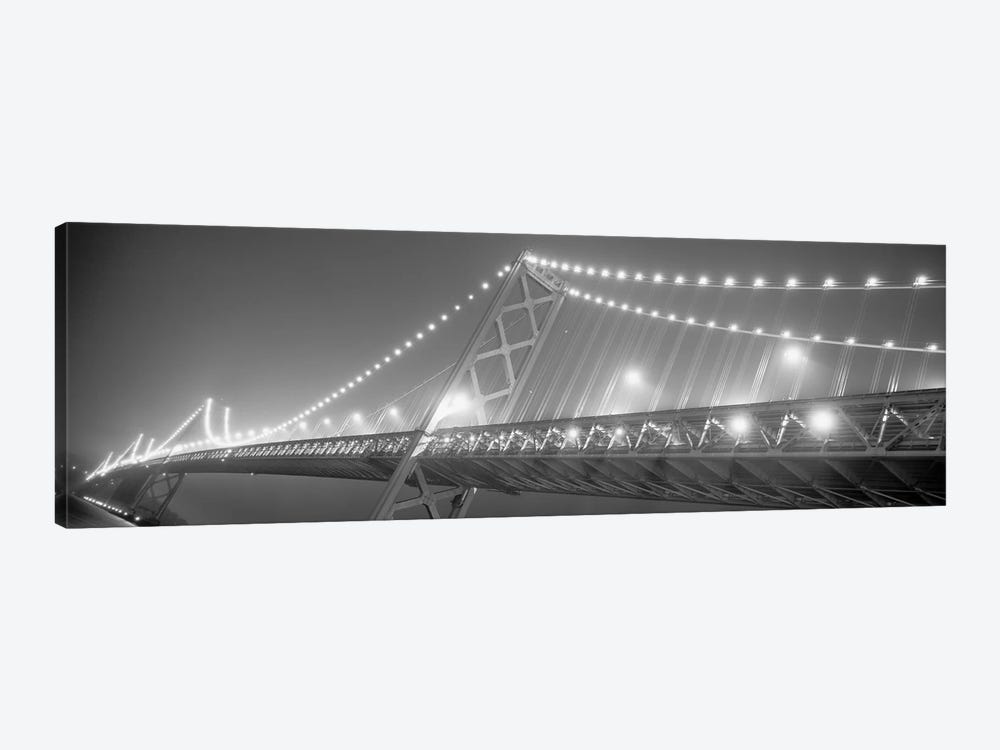 Suspension Bridge Lit Up At Night, Bay Bridge, San Francisco, California, USA by Panoramic Images 1-piece Art Print