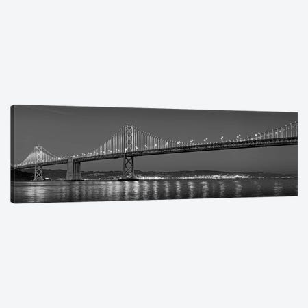 Suspension Bridge Over Pacific Ocean Lit Up At Dusk, Bay Bridge, San Francisco Bay, San Francisco, California, USA Canvas Print #PIM15247} by Panoramic Images Canvas Art Print
