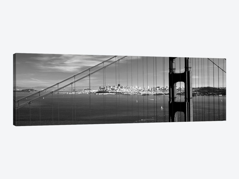 Suspension Bridge With A City In The Background, Golden Gate Bridge, San Francisco, California, USA by Panoramic Images 1-piece Canvas Wall Art