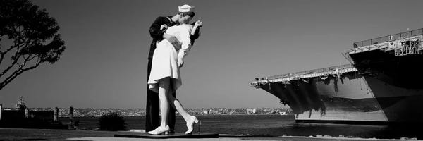 San Diego: The Kiss Between A Sailor And A Nurse Sculpture, San Diego Aircraft Carrier Museum, San Diego, California, USA by Panoramic Images