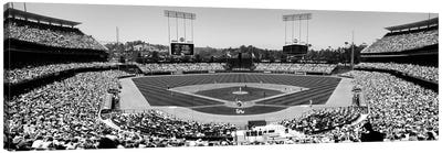 View Of Spectators Watching A Baseball Match, Dodgers Vs. Angels, Dodger Stadium, Los Angeles, California, USA Canvas Art Print - Black & White Photography