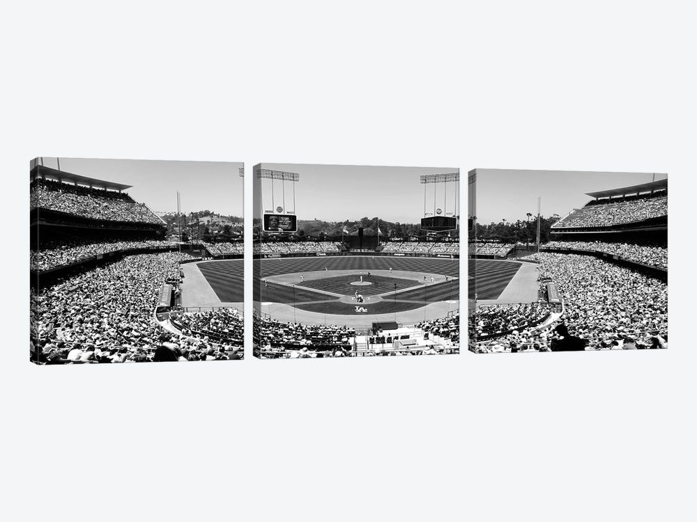 View Of Spectators Watching A Baseball Match, Dodgers Vs. Angels, Dodger Stadium, Los Angeles, California, USA by Panoramic Images 3-piece Art Print