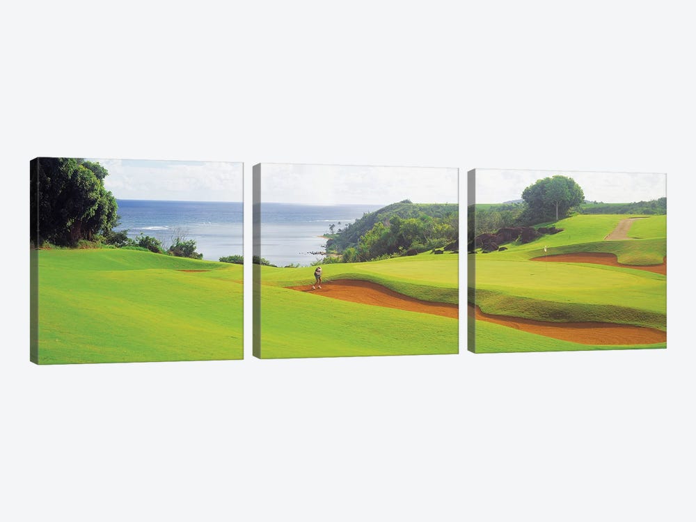 Princeville Golf Course, Kauai, HI, USA by Panoramic Images 3-piece Canvas Wall Art