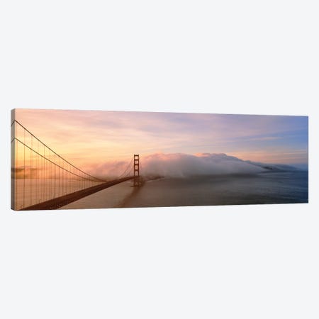 Golden Gate Bridge And Fog San Francisco CA Canvas Print #PIM15274} by Panoramic Images Canvas Wall Art