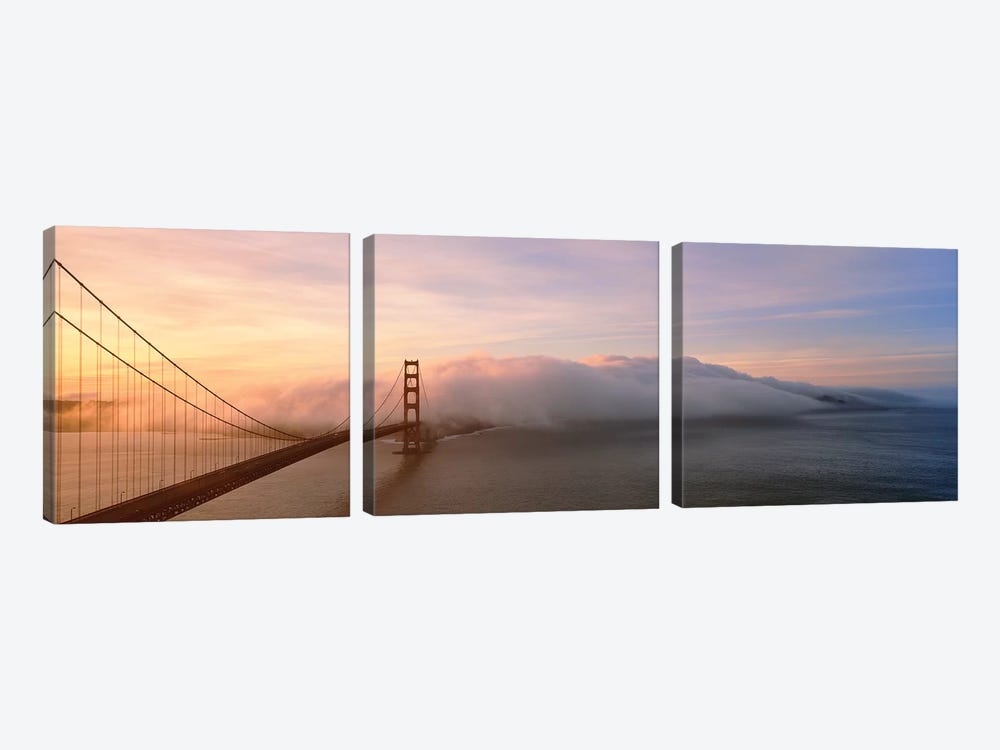 Golden Gate Bridge And Fog San Francisco CA by Panoramic Images 3-piece Canvas Artwork