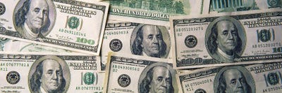 Close-Up Of One Hundred Dollar Bills by Panoramic Images framed canvas print