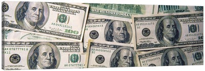 Close-Up Of One Hundred Dollar Bills Canvas Art Print - Success Art